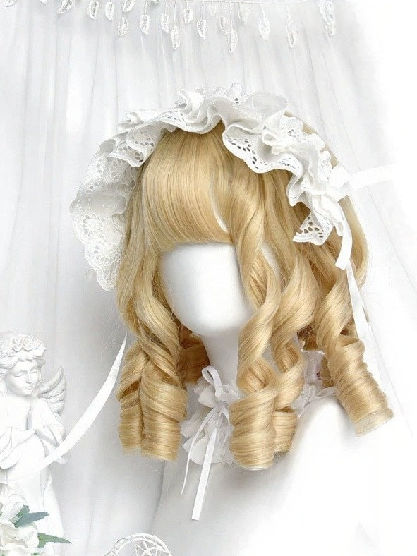 Blonde 40cm Short Roman Curly Wig with Full Bangs - Sinwavy
