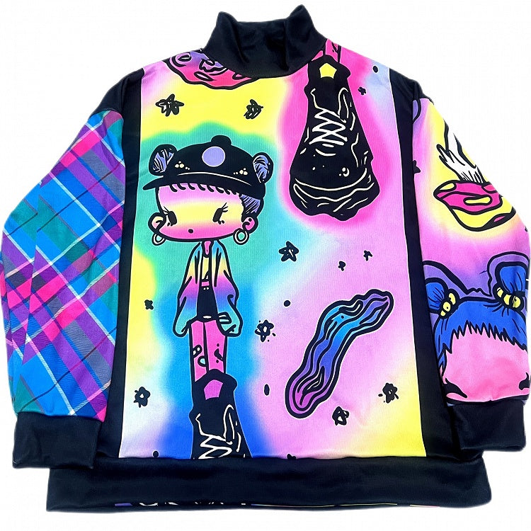 Und Sweatshirt Gyaru Sneaker Mode Bunte Cartoon Print Übergroßen
