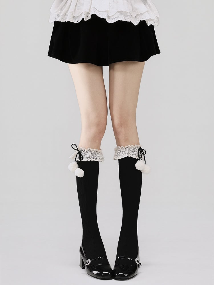 Pom-Pom 7 Calf 34CM Colors Decoration with Socks Vertical Pattern Striped