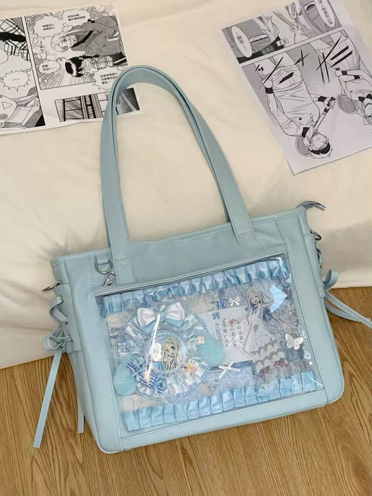 Tote Colors Accents Bag Side Tie 8 Ita with PU Bow