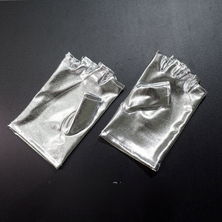 サイバーパンクゴシック ブラック/シルバー フィンガーレスグローブ