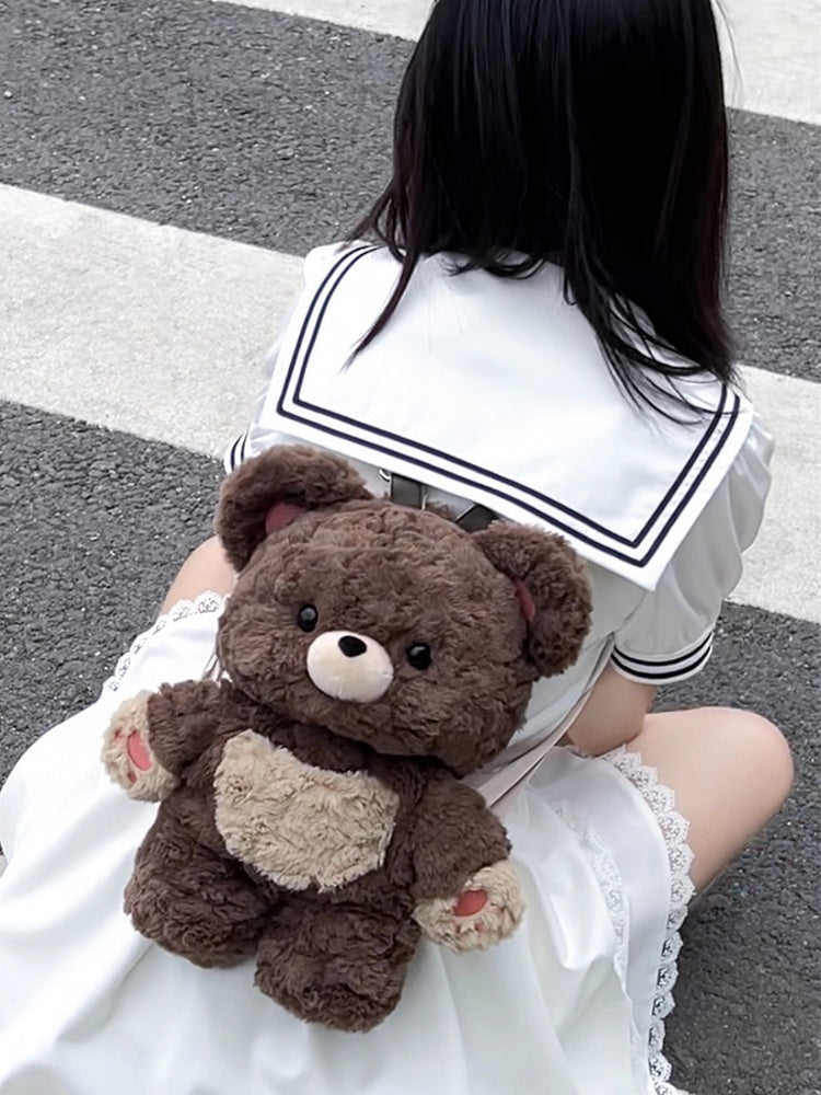 Detachable 35cm/50cm Backpack Brown Straps Plush Shoulder Bear Chocolate