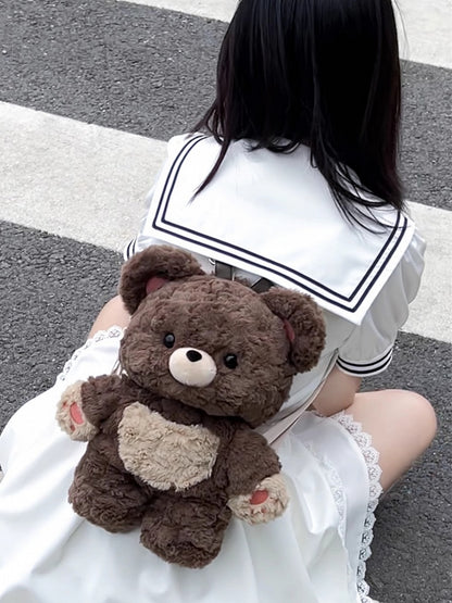 Detachable 35cm/50cm Backpack Brown Straps Plush Shoulder Bear Chocolate