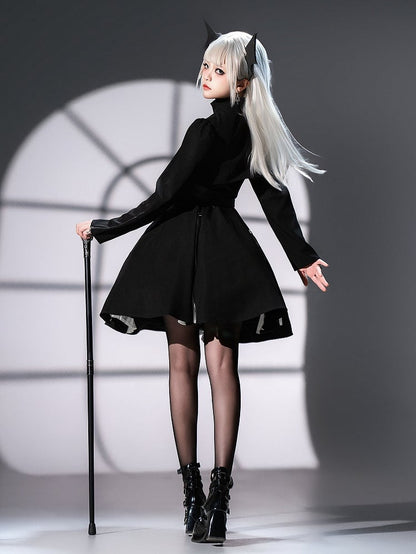 + JSK Sleeves Top Slim Black Cropped Long Lolita Dress Fit Gothic Waist