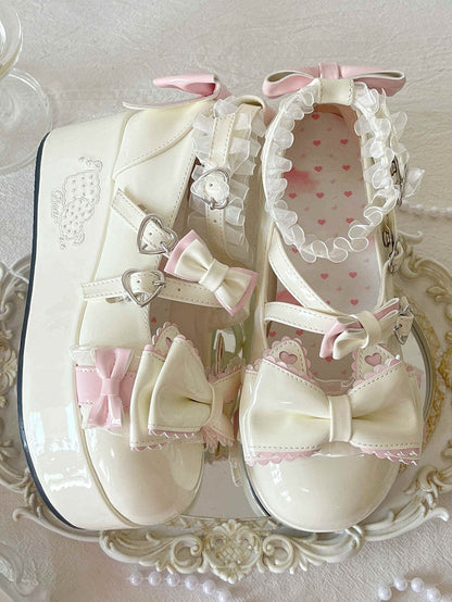 Bow Cat Ear Sweet White Janes Platform Details with Lolita - Accents Mary