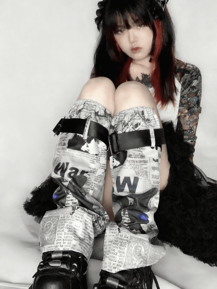 Print Butterfly Punk Magazine Leg Warmers