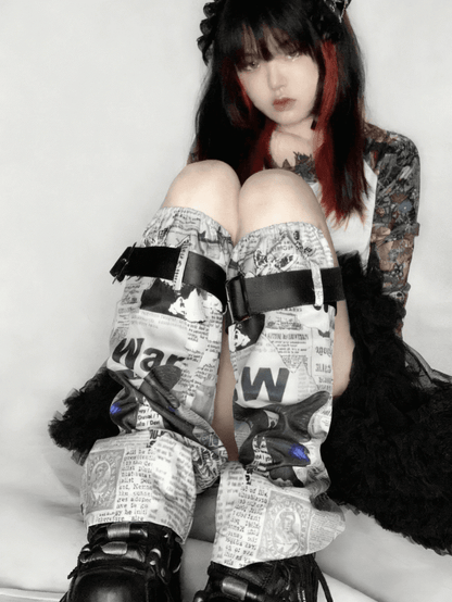 Print Butterfly Punk Magazine Leg Warmers