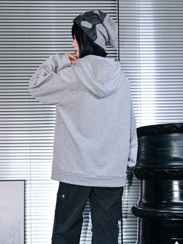 Gray Gothic Hooded Sweatshirt Featuring Snake Print - Quirky Hut