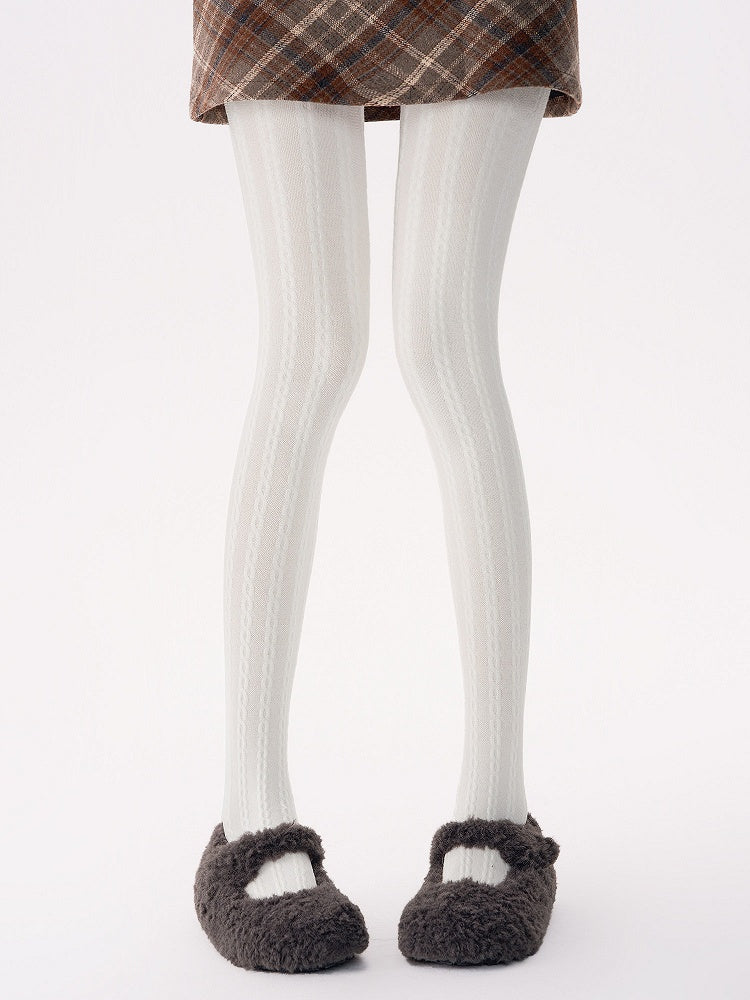 Knit Tights Thermal Cable 4-Color