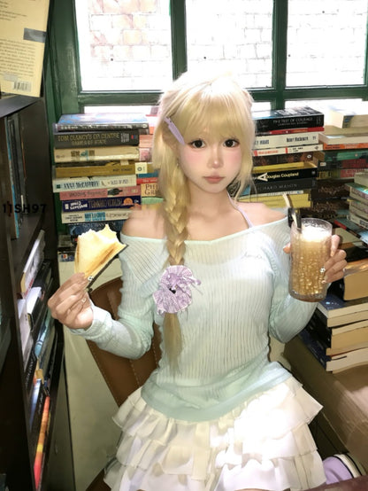 Semi-Sheer Coverup Blue-Green V-Neck Sun Protection