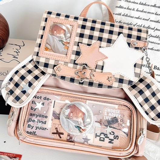 Khaki Detachable Backpack Ita Ear Card Charm Bunny With Holder