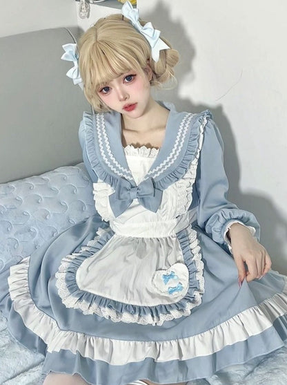 スイートセーラースタイルのカレッジロリータメイドドレス