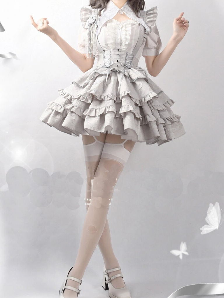 Lace-up Skirt Frill Silver Gothic