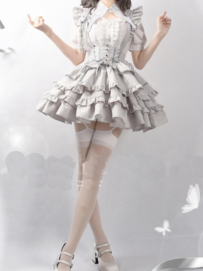 Lace-up Skirt Frill Silver Gothic
