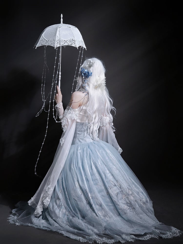 Neck Lily Halter White Blue Top High + Print Sleeveless Super