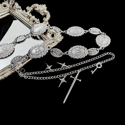 Metal Waist Vintage Silver Chain