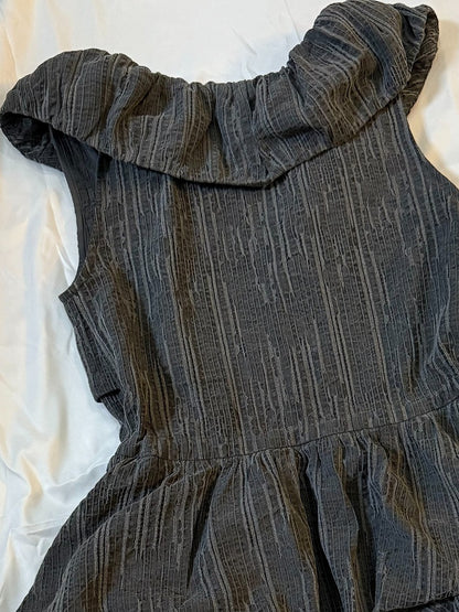 Dark Gray Plaid Fake Two-Piece Sleeveless Bubble Dress - Blazed Field