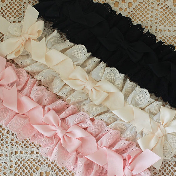 コットンレーストリムの蝶結びディテールハイバンド