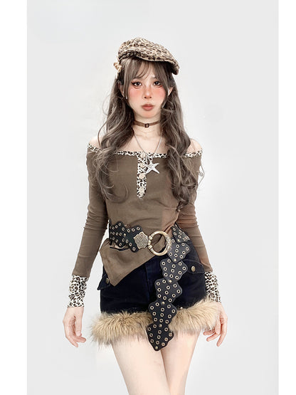 ヴィンテージ Y2K シャギートリム ブラック ショーツ