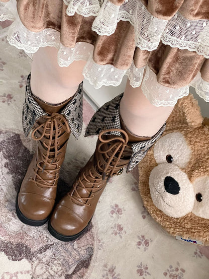 Cuff Heel Caramel Platform Fold-over Boots Block