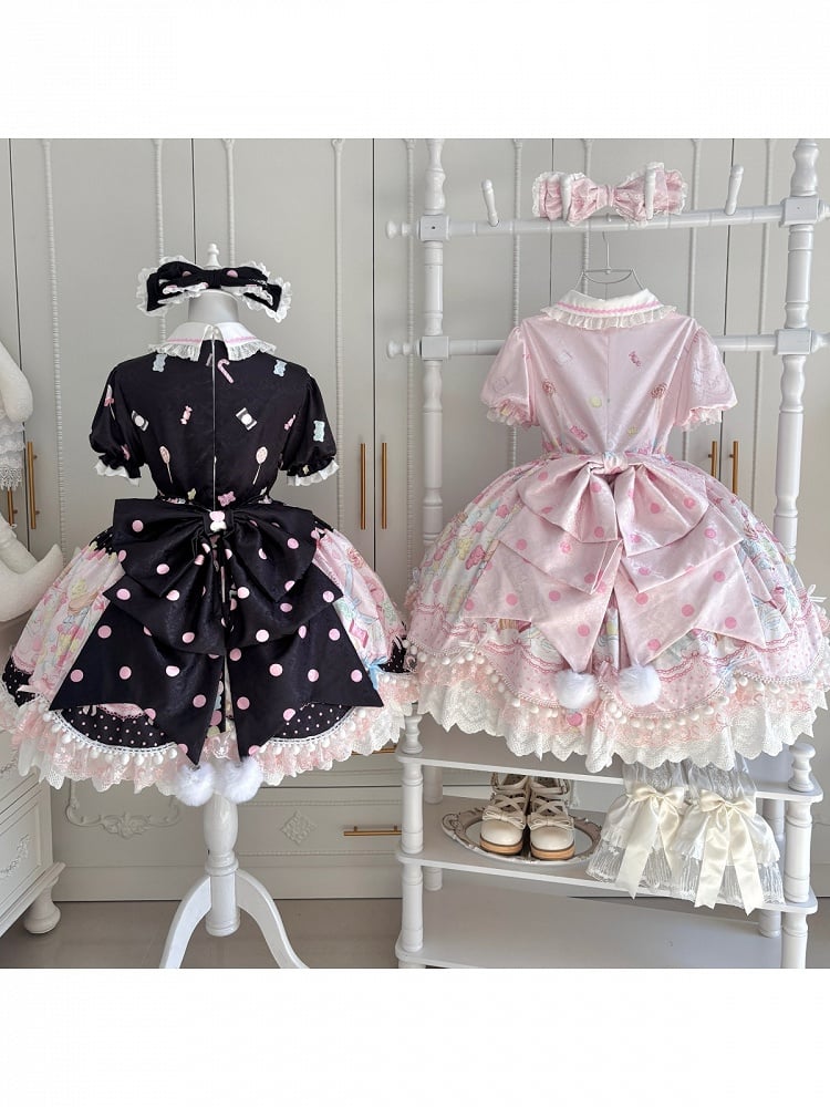 Polka Dot Patterned Lolita Train Featuring Oversized Bow in Two Tones - Inspiration Post