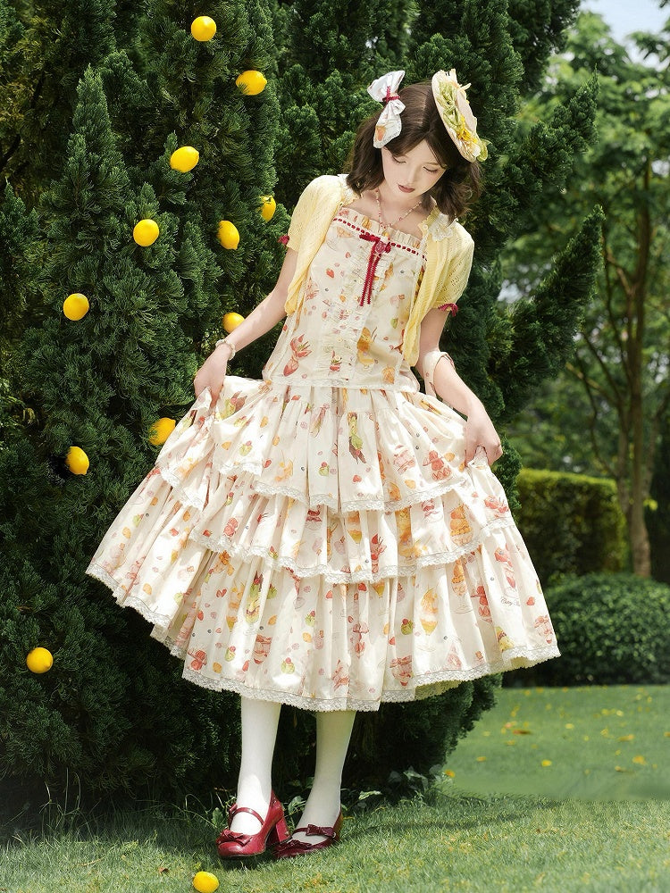 プリントフルーツトップキャミソール サマークリームパフェ