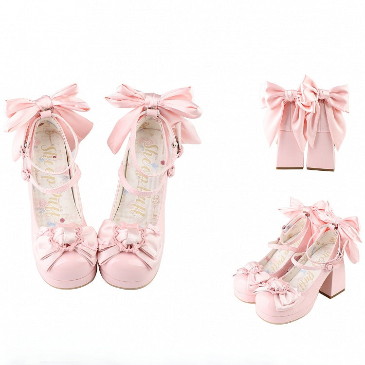 Heels bei High Pink Block Bow Top Plateau poliert