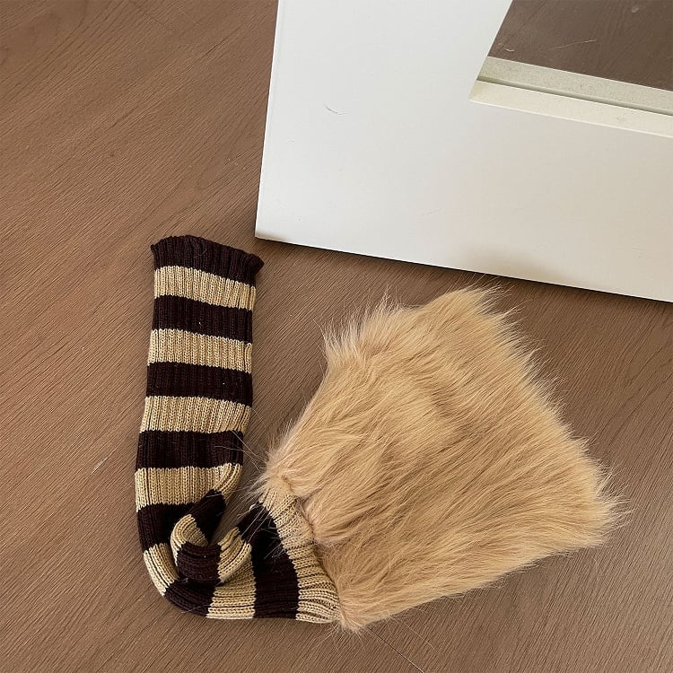 Striped Leg Warmers Faux Fur 4-Color Cuffs with