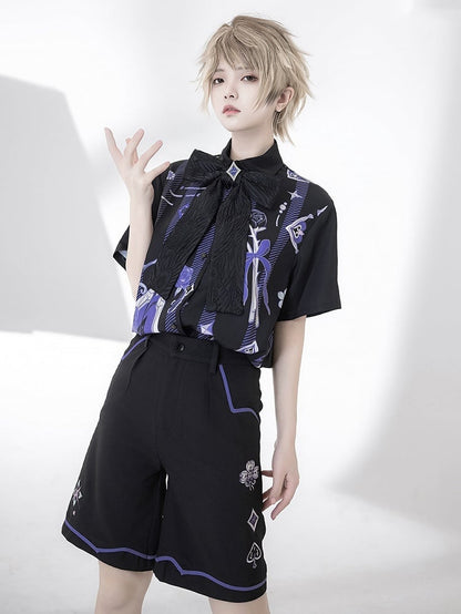 Spade – Schwarze Shorts mit Diamant-Ouji-Summer-Club-Stickerei