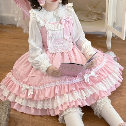 und Teddykleid Lolita Sweet Bodice Stickerei Pink Cake