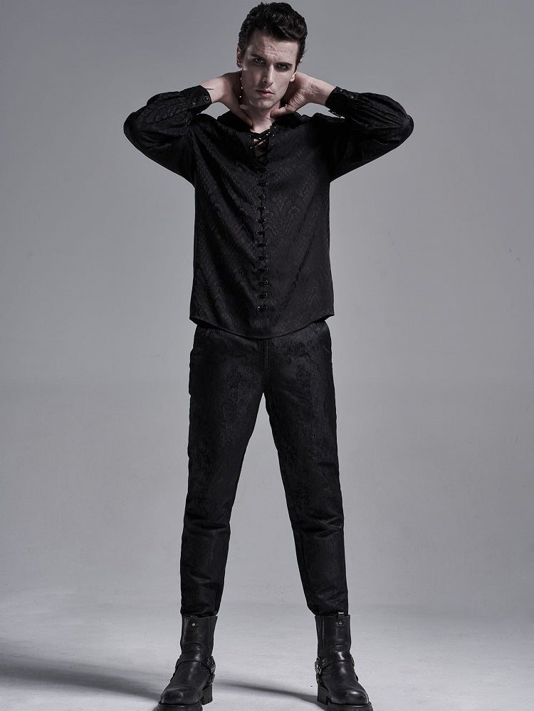 Shirt Men's Jacquard Gothic Black