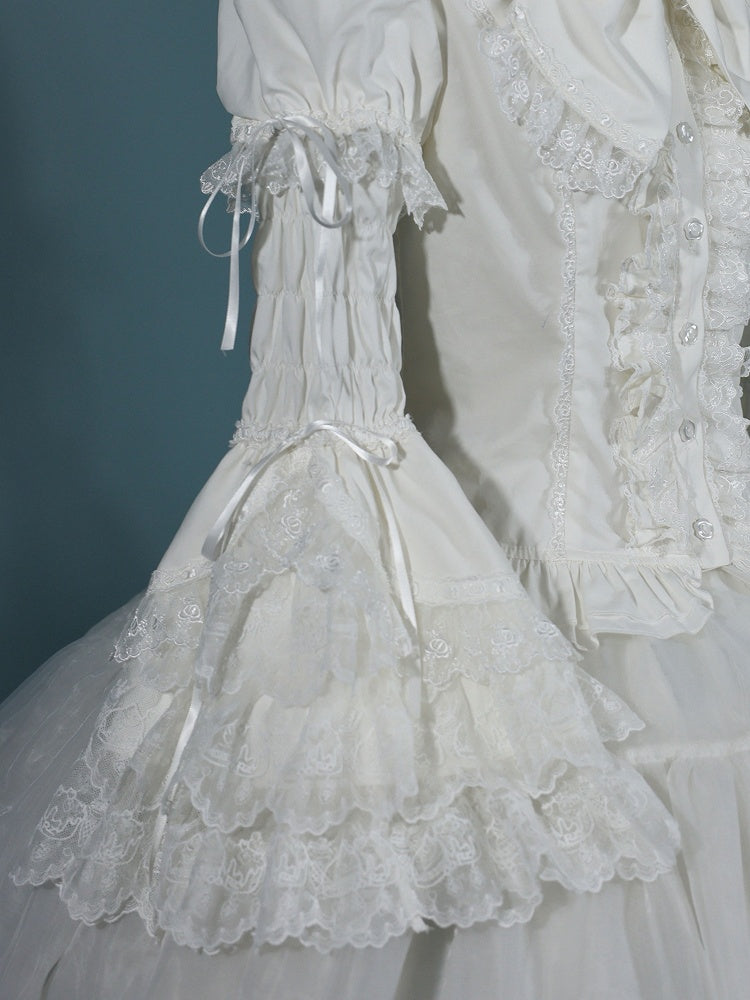 / White Yellow Bell Pink Sleeves Detachable