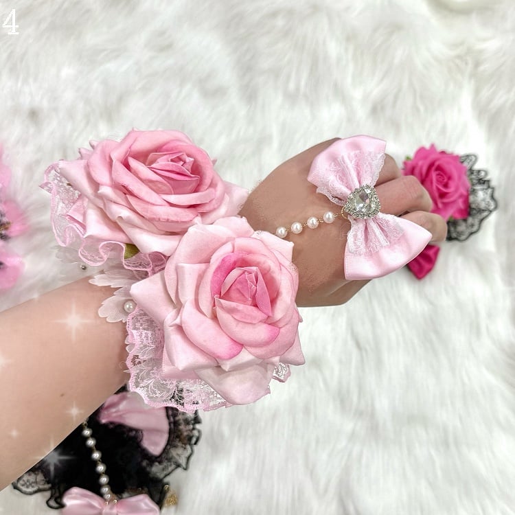 Strass 4 Design mit Herz Spitze Bowknot Floral Optionen Trim Ring verziert Armband