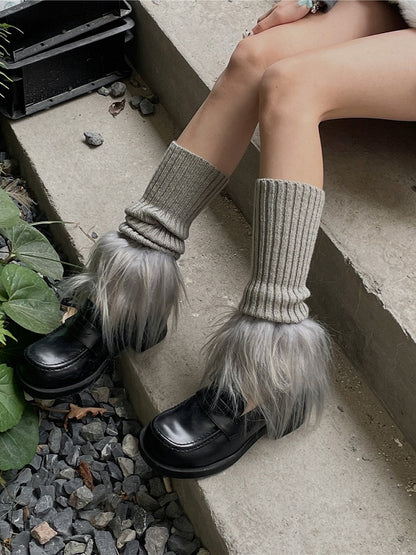 Knitted Cuff Leg Warmers Options Fuzzy 12 Color