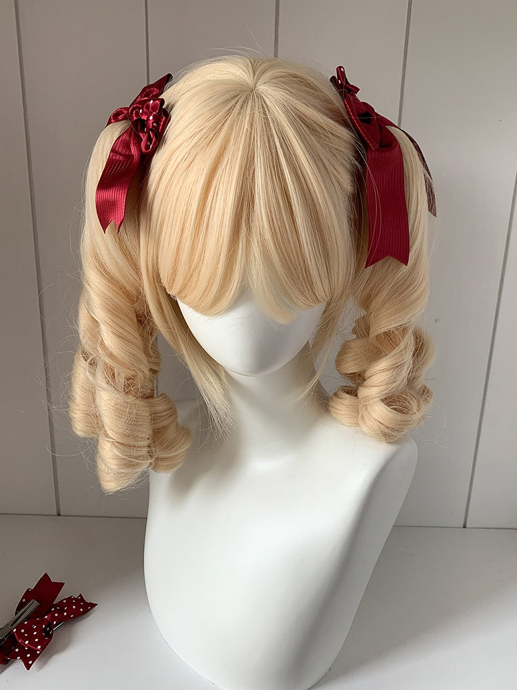 Bowknot Sweet Striped Lolita Pattern Hairclips Red/Pink