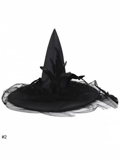2-Option Black Gothic Style Witch Hat - WhaleHall