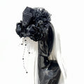 Floral Black Coffin Lolita Gothic Headpiece and Embellished Cross