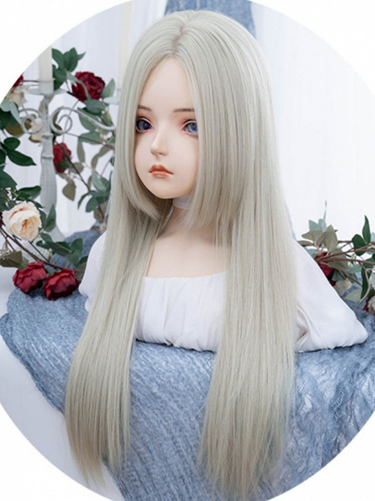 ブロンド姫カットロングストレート合成ウィッグ