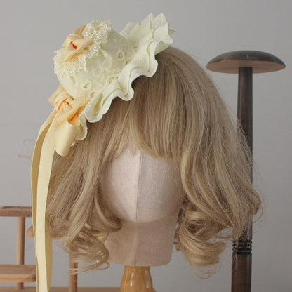 Yellow Sweet-Style Hat Lace Mini