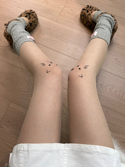 Design Kitty Tattoo Cute Nude Tights