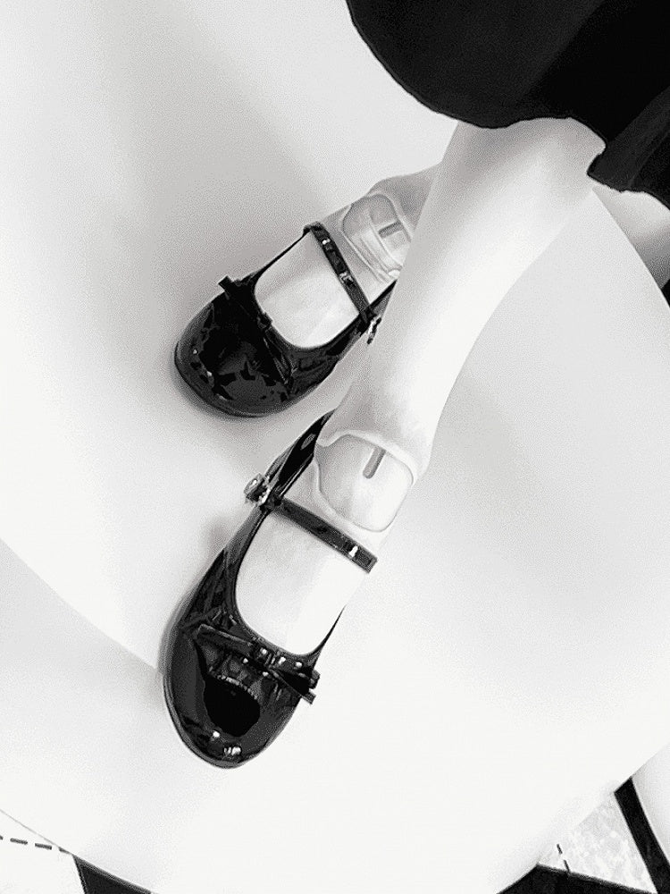 Top Mary Bow Polished at Design Spiderweb Janes Gothic Black