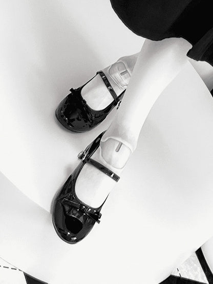 Top Mary Bow Polished at Design Spiderweb Janes Gothic Black