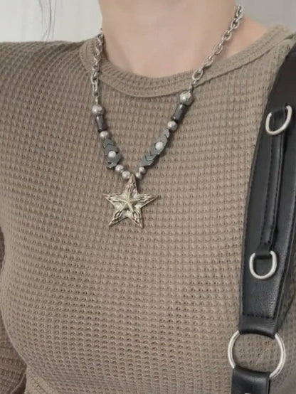 Star Pendant Silver Chain Necklace - YSHXS