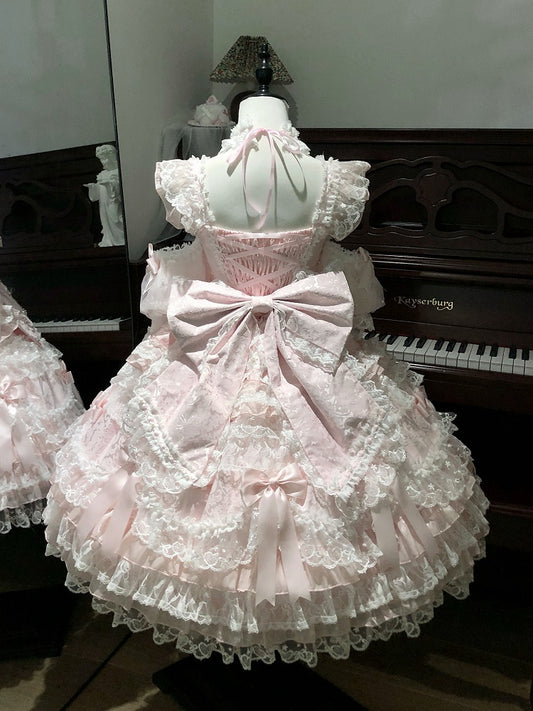 Blue Train Lolita Big / Bow Pink White