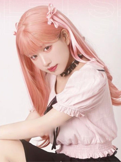 ウェーブピンクの65cmエアバングス（ウィッグ付き）