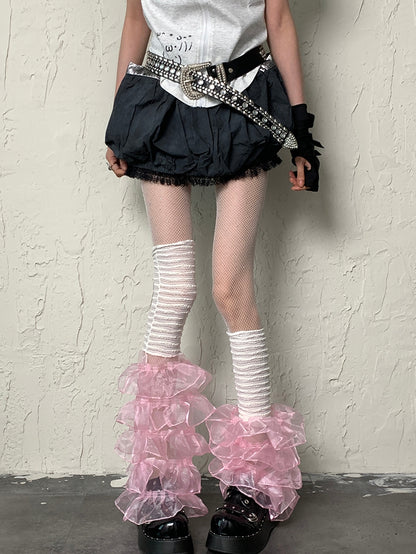 White Rhinestone Tights Y2K Fishnet Decorated Design