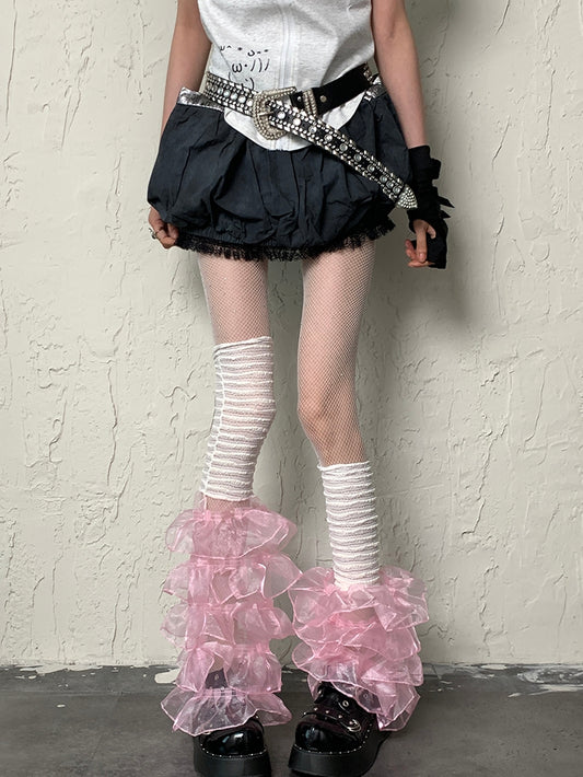 White Rhinestone Tights Y2K Fishnet Decorated Design