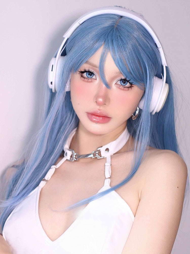 前髪ストレートウィッグ 長さ60cm ブルーエア付き