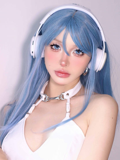 前髪ストレートウィッグ 長さ60cm ブルーエア付き