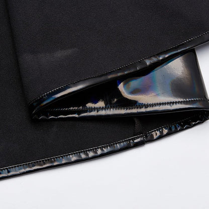 Black Rococo Long Bright Laser Cyber Coat